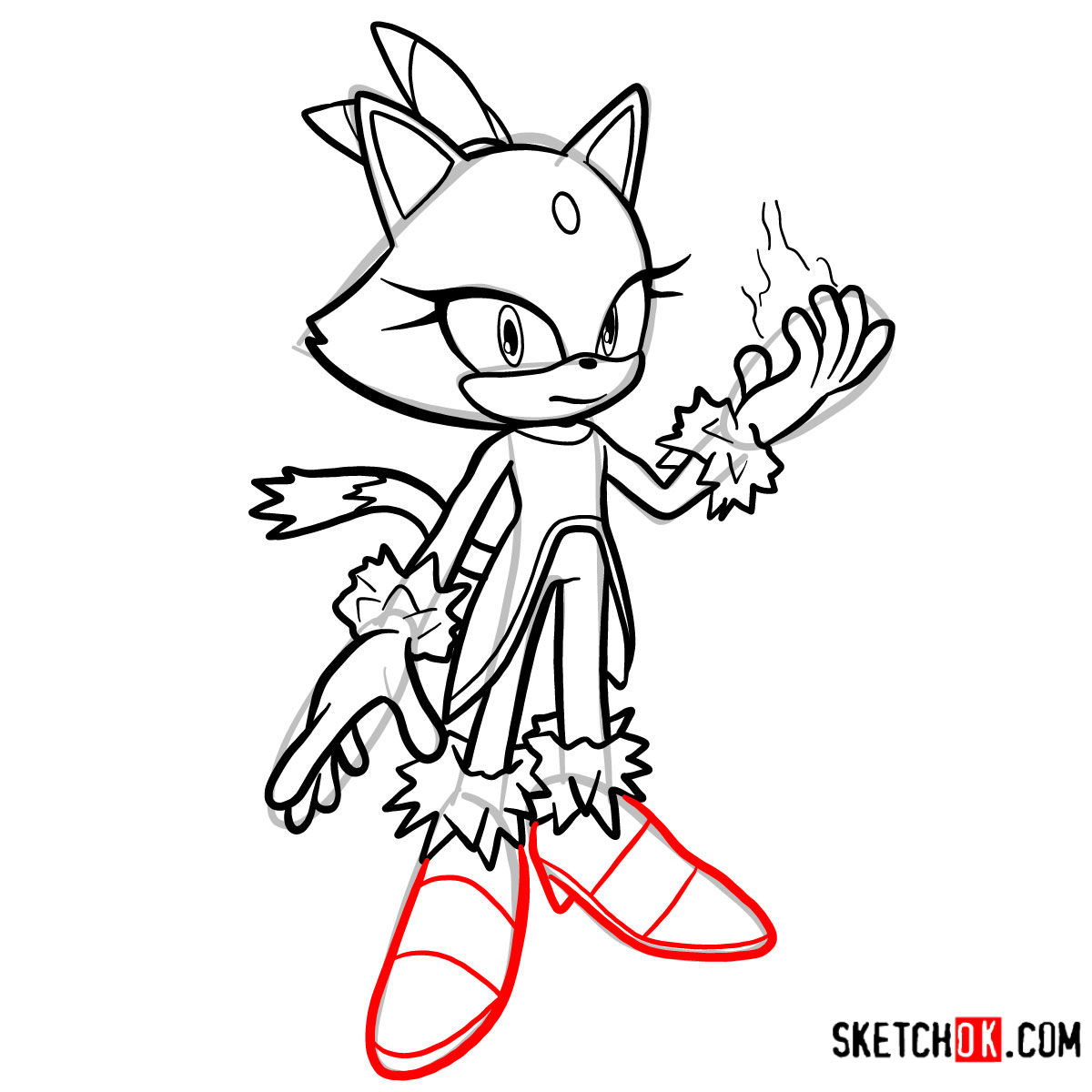 How to draw Blaze the Cat Sonic the Hedgehog Step by step drawing