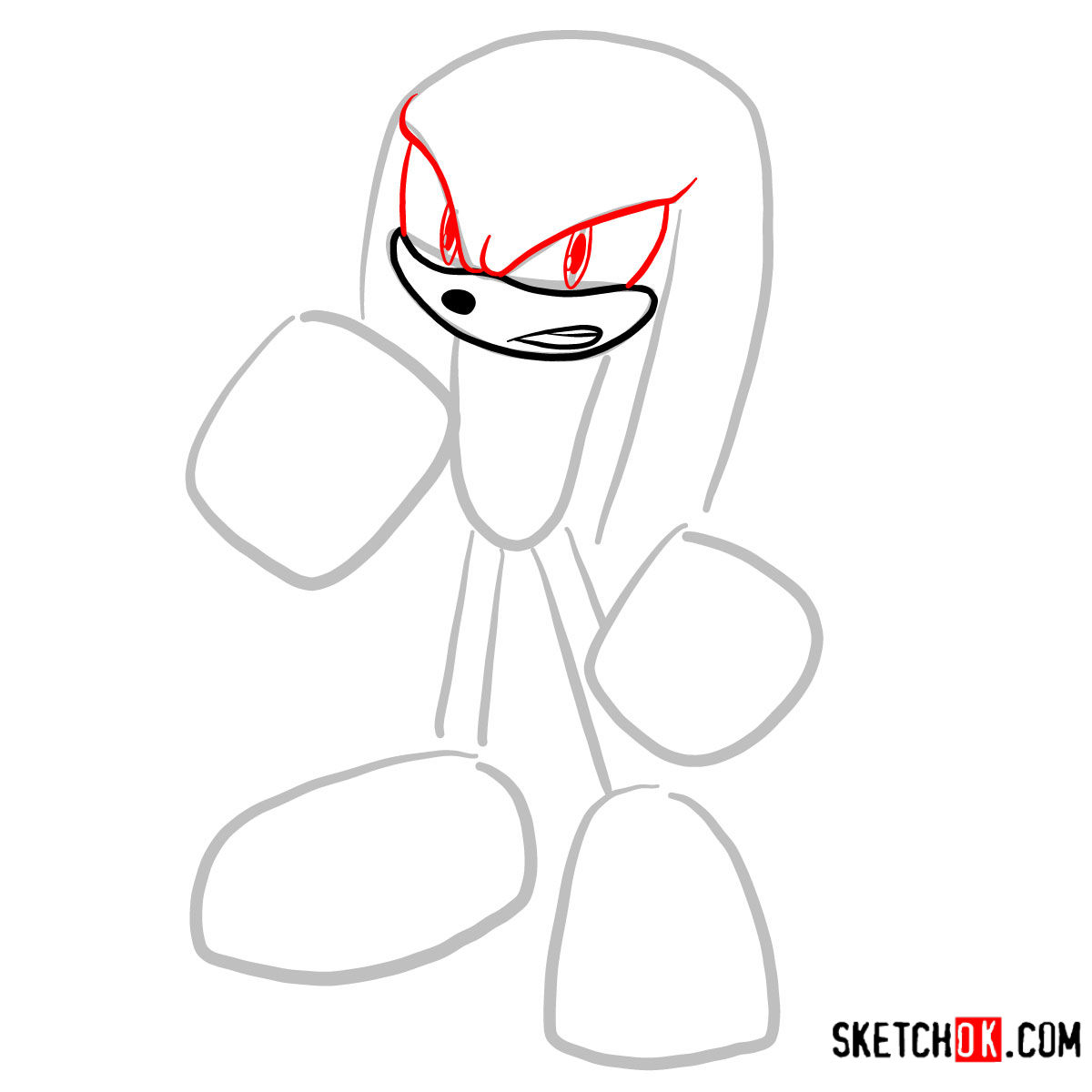 How to draw Knuckles the Echidna | Sonic the Hedgehog - step 03