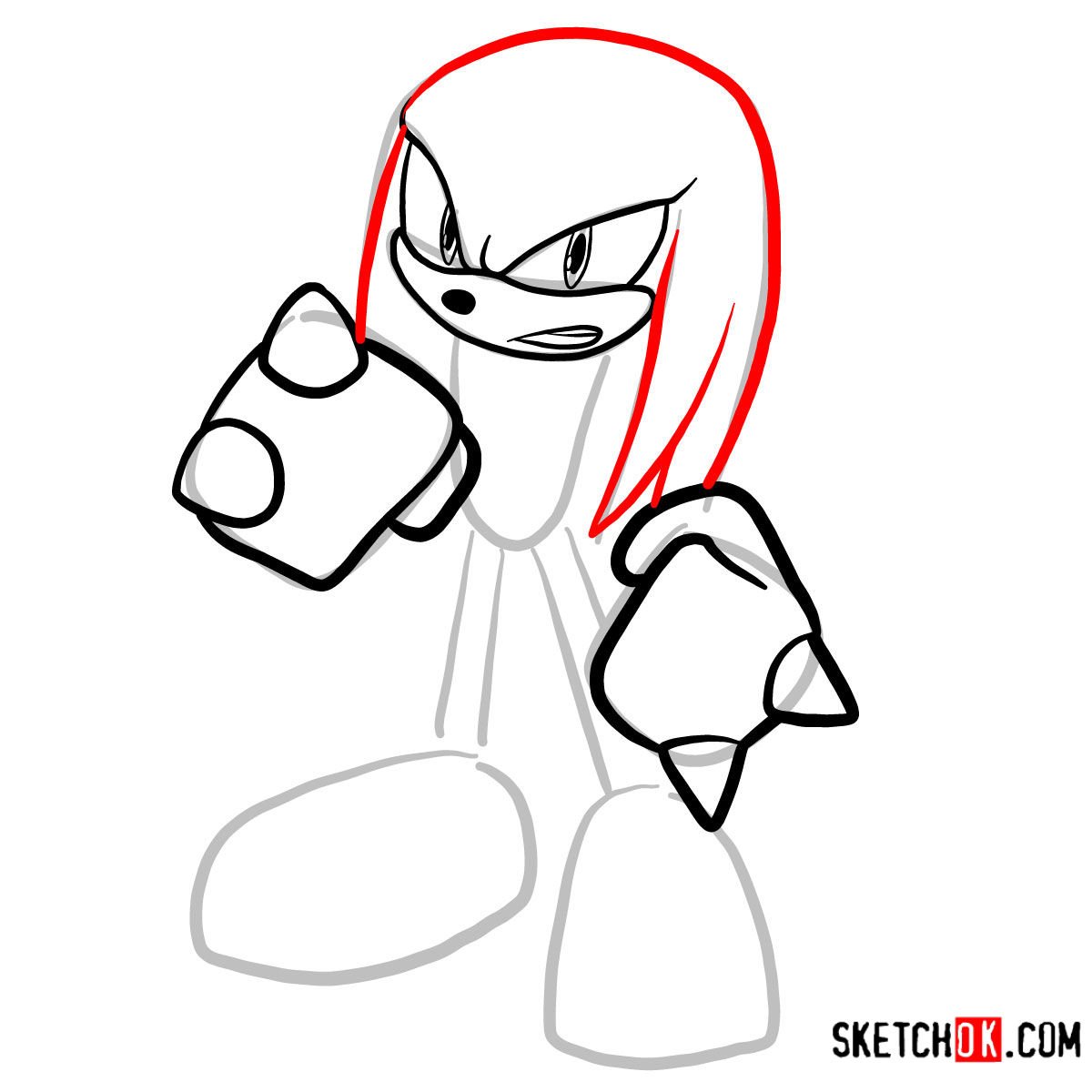 How to draw Knuckles the Echidna Sonic the Hedgehog Sketchok easy