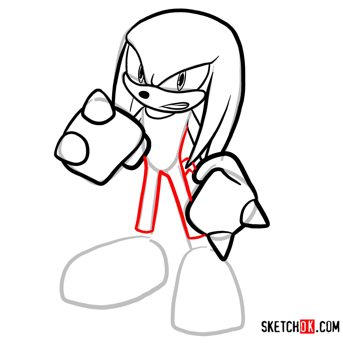 How to draw Knuckles the Echidna | Sonic the Hedgehog - Sketchok easy