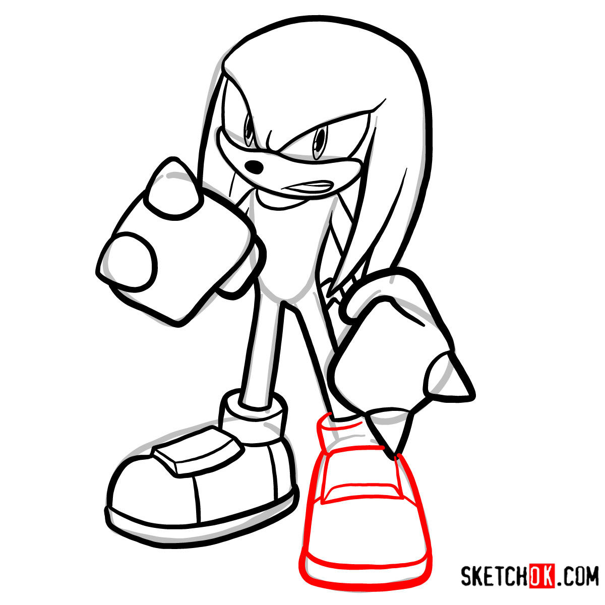How to draw Knuckles the Echidna | Sonic the Hedgehog - step 10