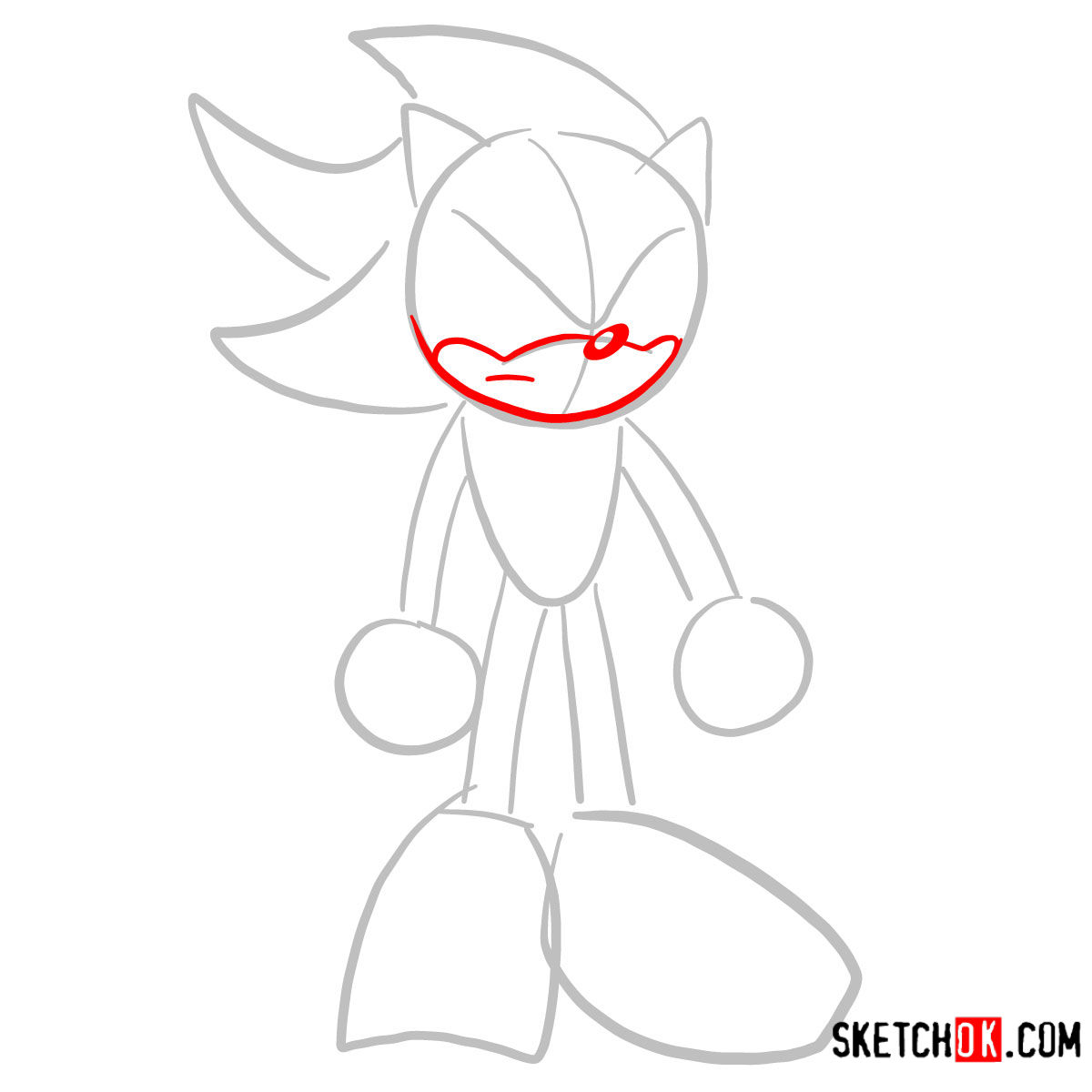 How to draw Shadow the Hedgehog - step 02