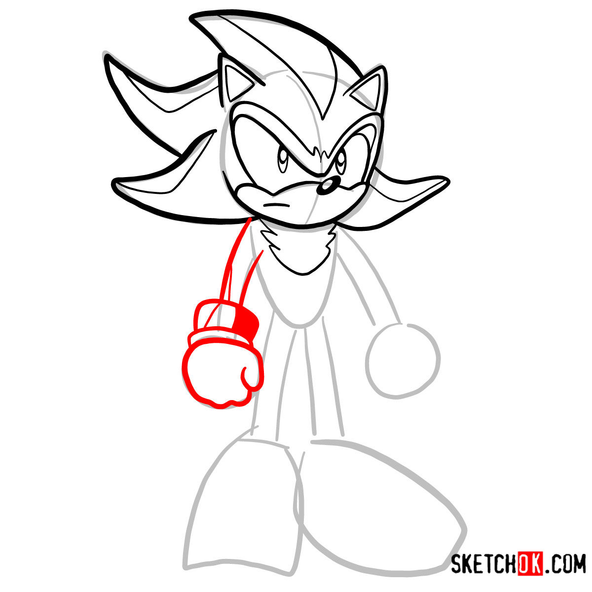 How to draw Shadow the Hedgehog - step 07