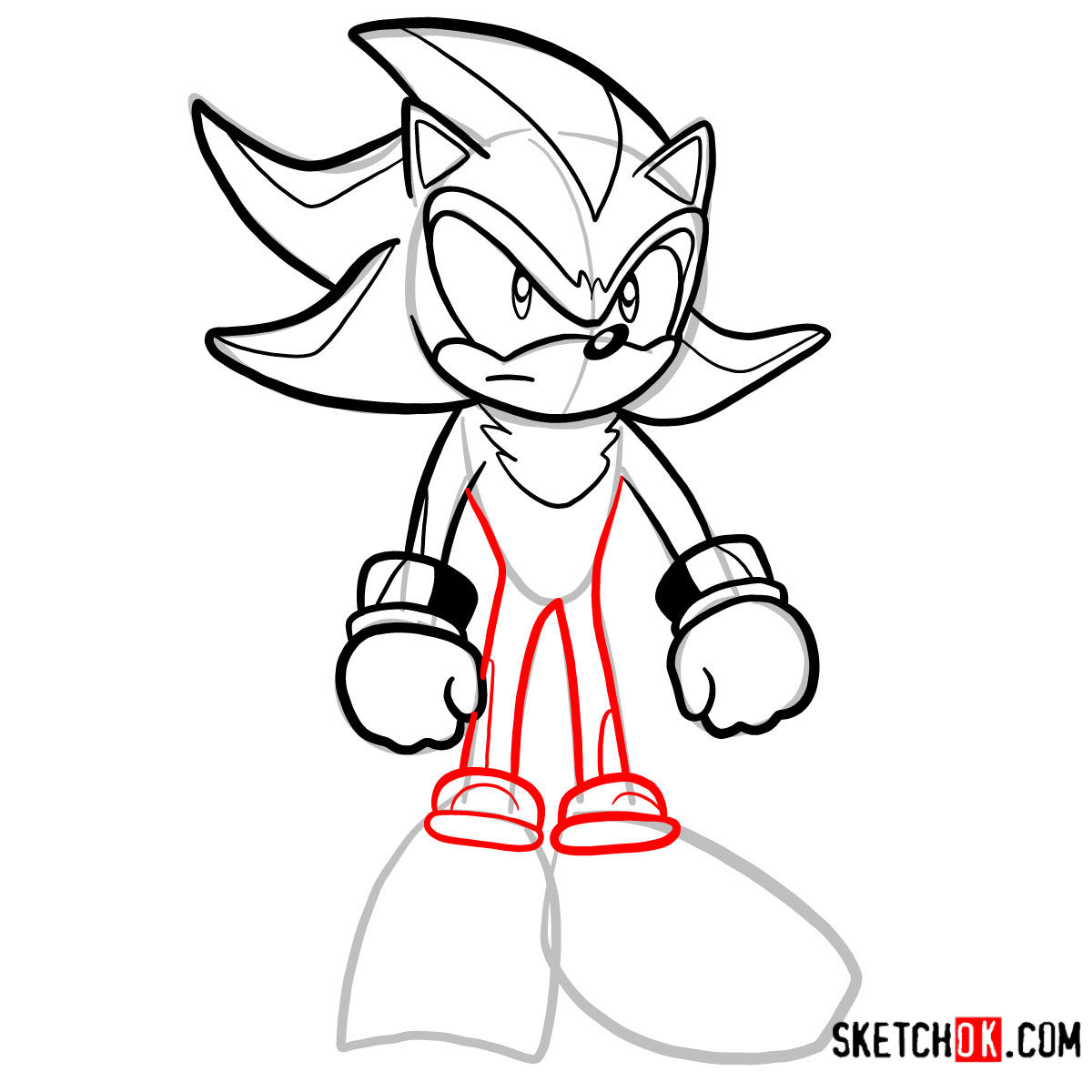 How to draw Shadow the Hedgehog - step 09
