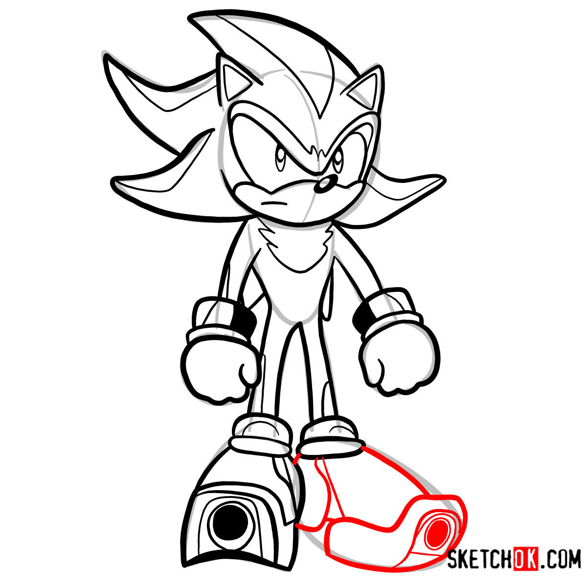 How to draw Shadow the Hedgehog - step 11