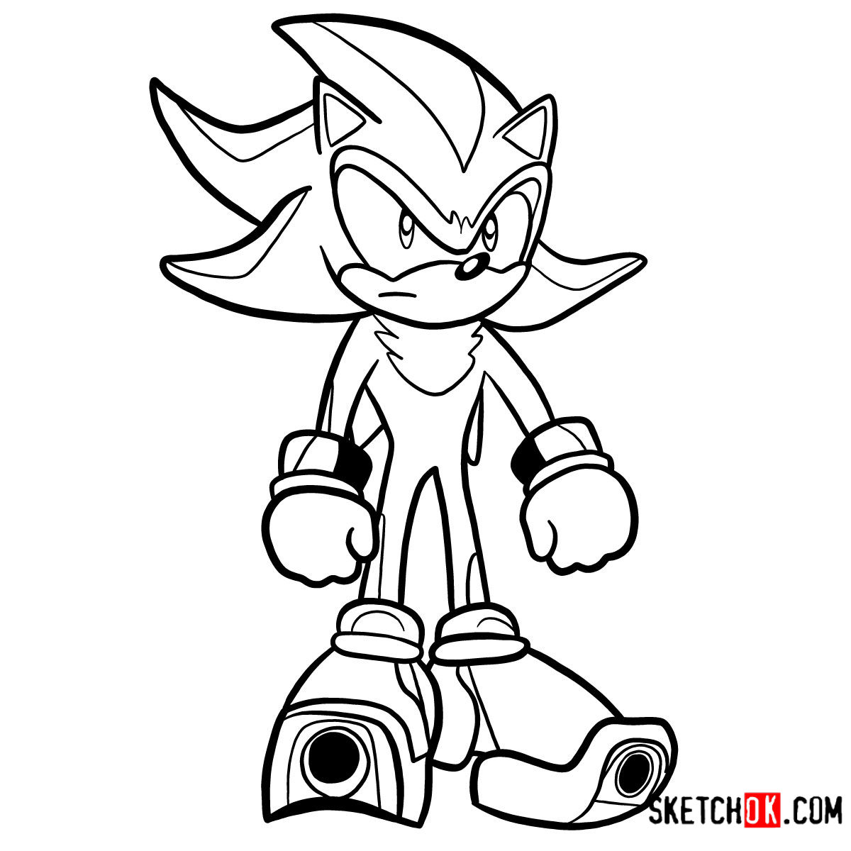How to draw Shadow the Hedgehog - Sketchok easy drawing guides