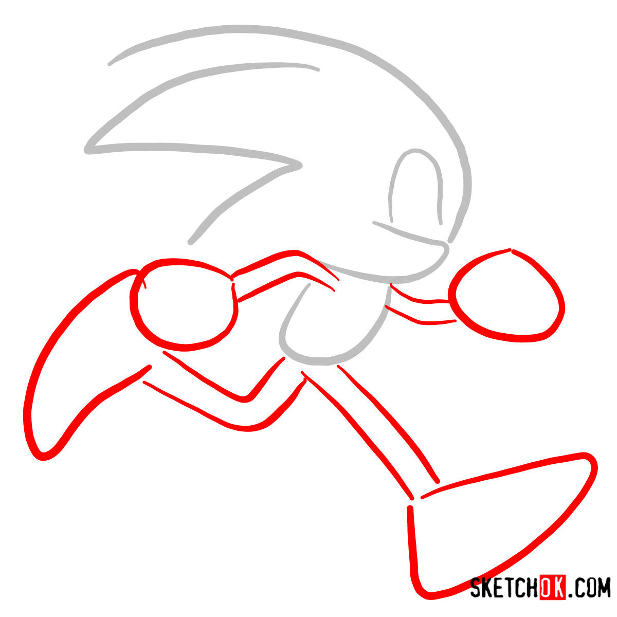 How to draw runnig Sonic | Sonic the Hedgehog - step 02