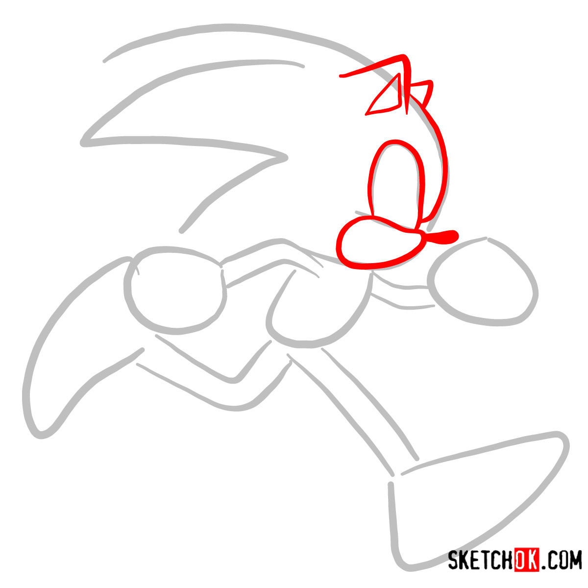 How to draw runnig Sonic | Sonic the Hedgehog - step 03