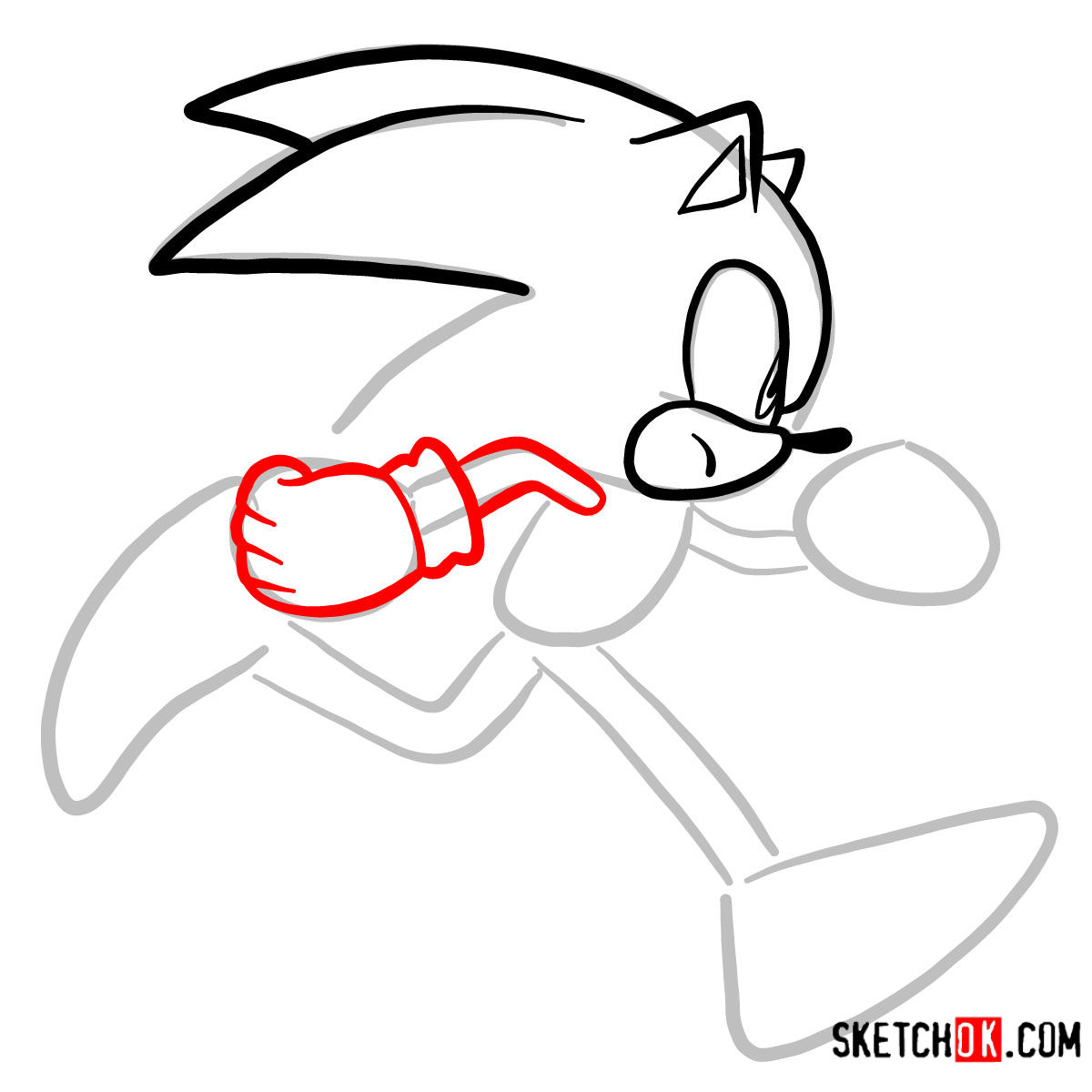 How to draw runnig Sonic | Sonic the Hedgehog - step 05