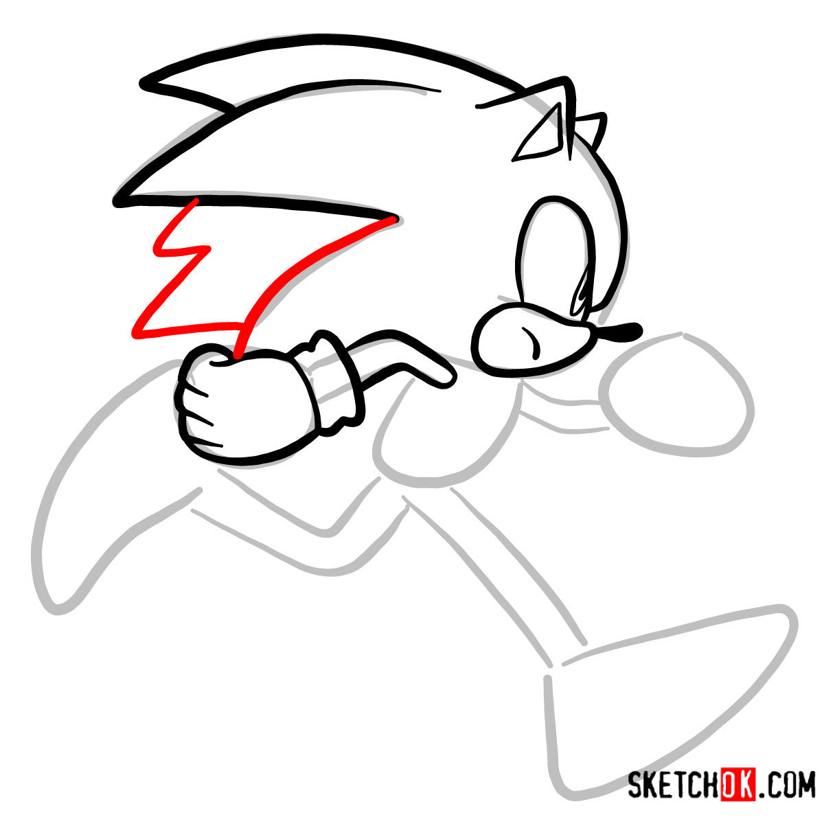 How to draw runnig Sonic | Sonic the Hedgehog - step 06