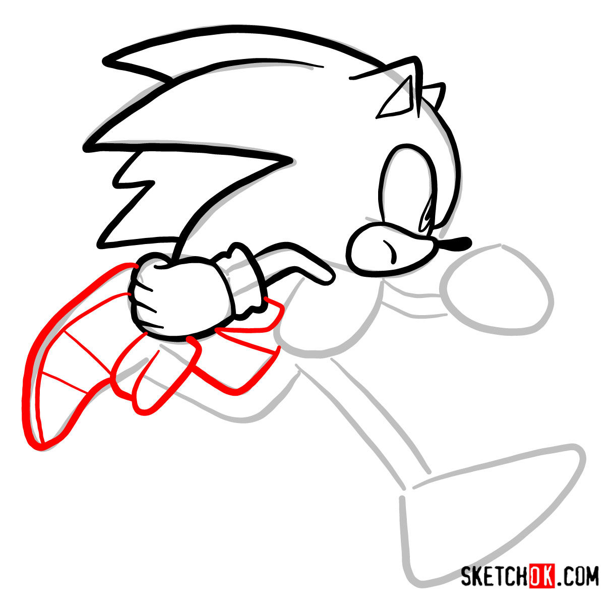 How to draw runnig Sonic | Sonic the Hedgehog - step 07