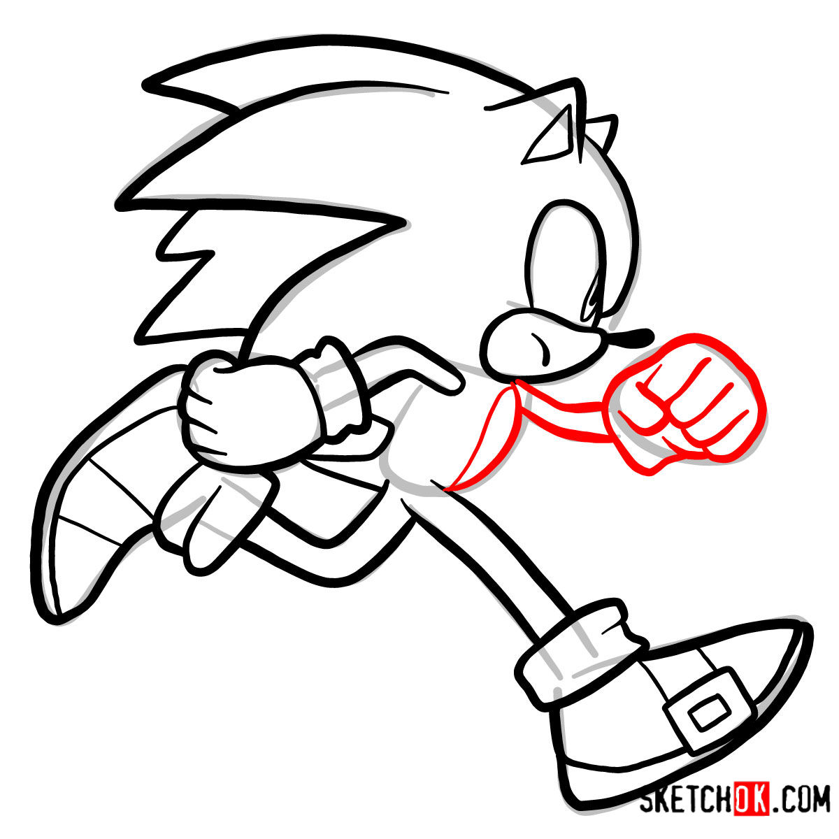 How to draw runnig Sonic | Sonic the Hedgehog - step 09