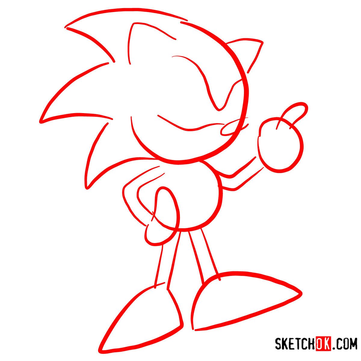 How to draw Sonic the Hedgehog SEGA games style - step 01