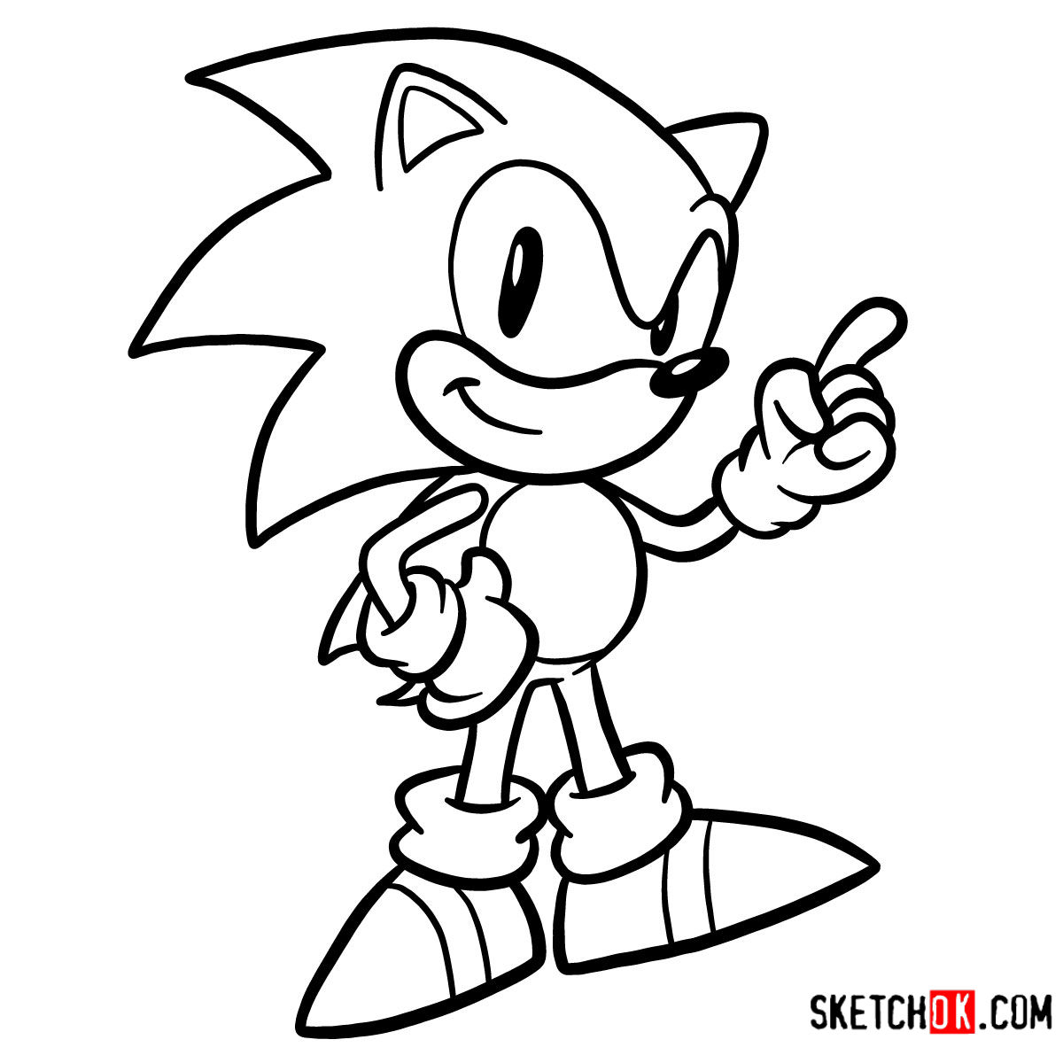 How to draw Sonic the Hedgehog SEGA games style - Sketchok easy drawing  guides