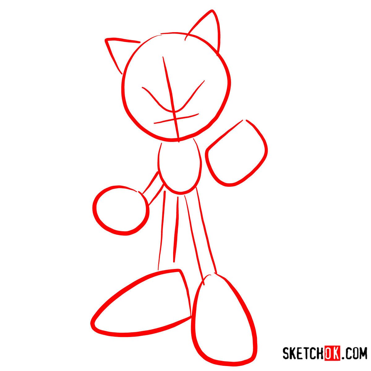 How to draw Sonic the Hedgehog - step 01