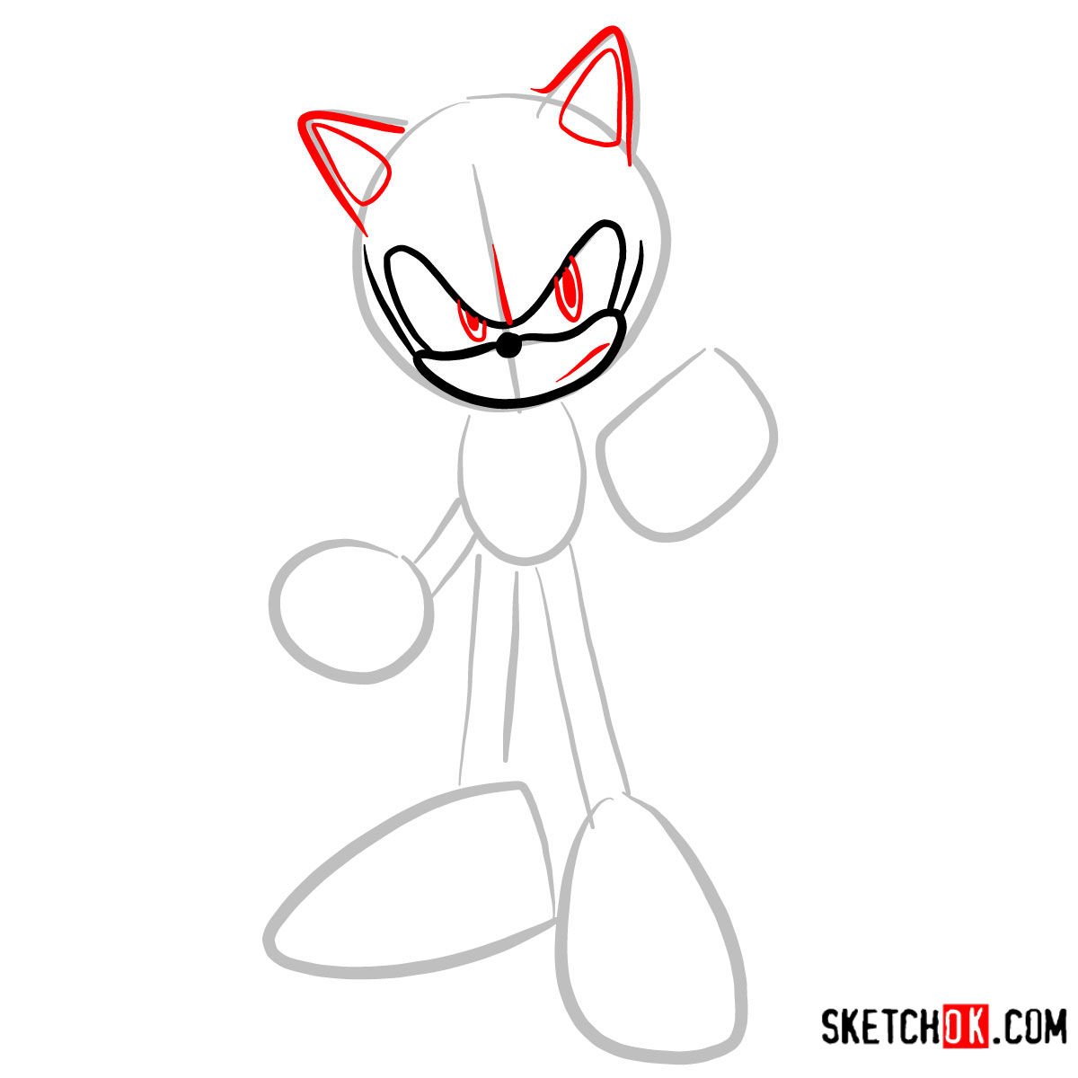 How to draw Sonic the Hedgehog - step 03