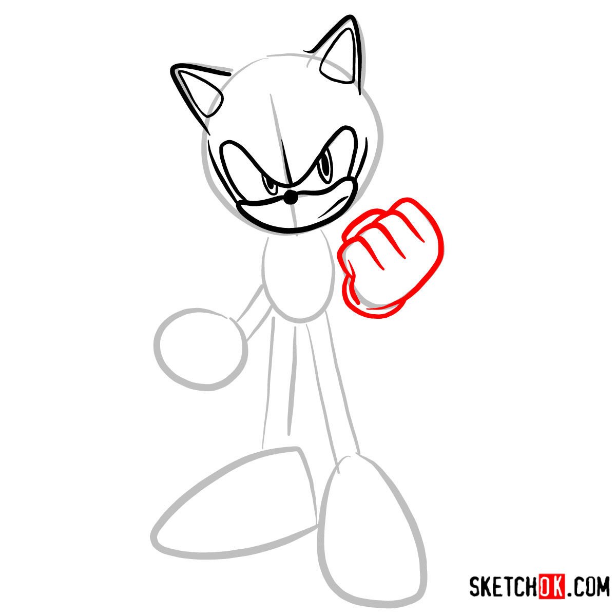 How to draw Sonic the Hedgehog - step 04