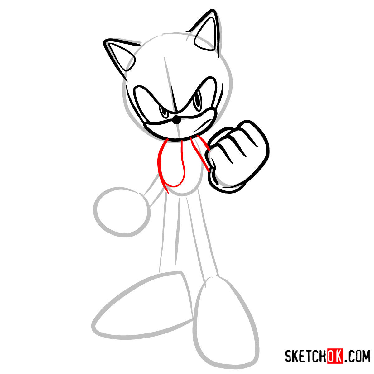 How to draw Sonic the Hedgehog - step 05