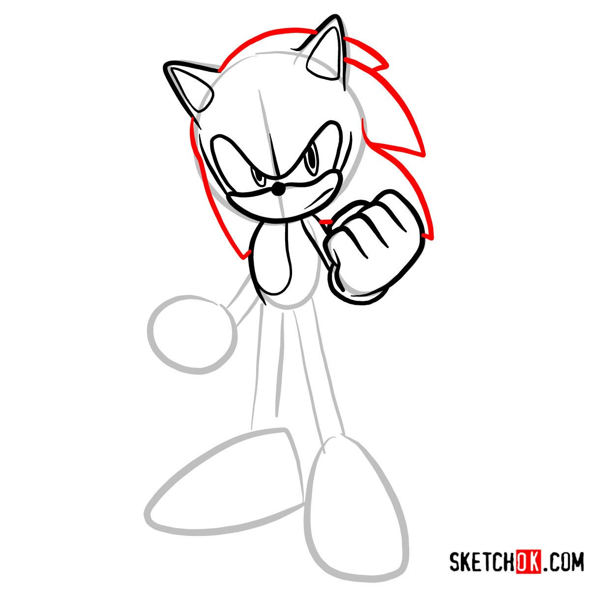 How to draw Sonic the Hedgehog - step 06