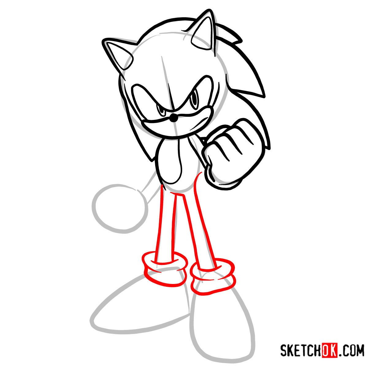 How to draw Sonic the Hedgehog - step 07