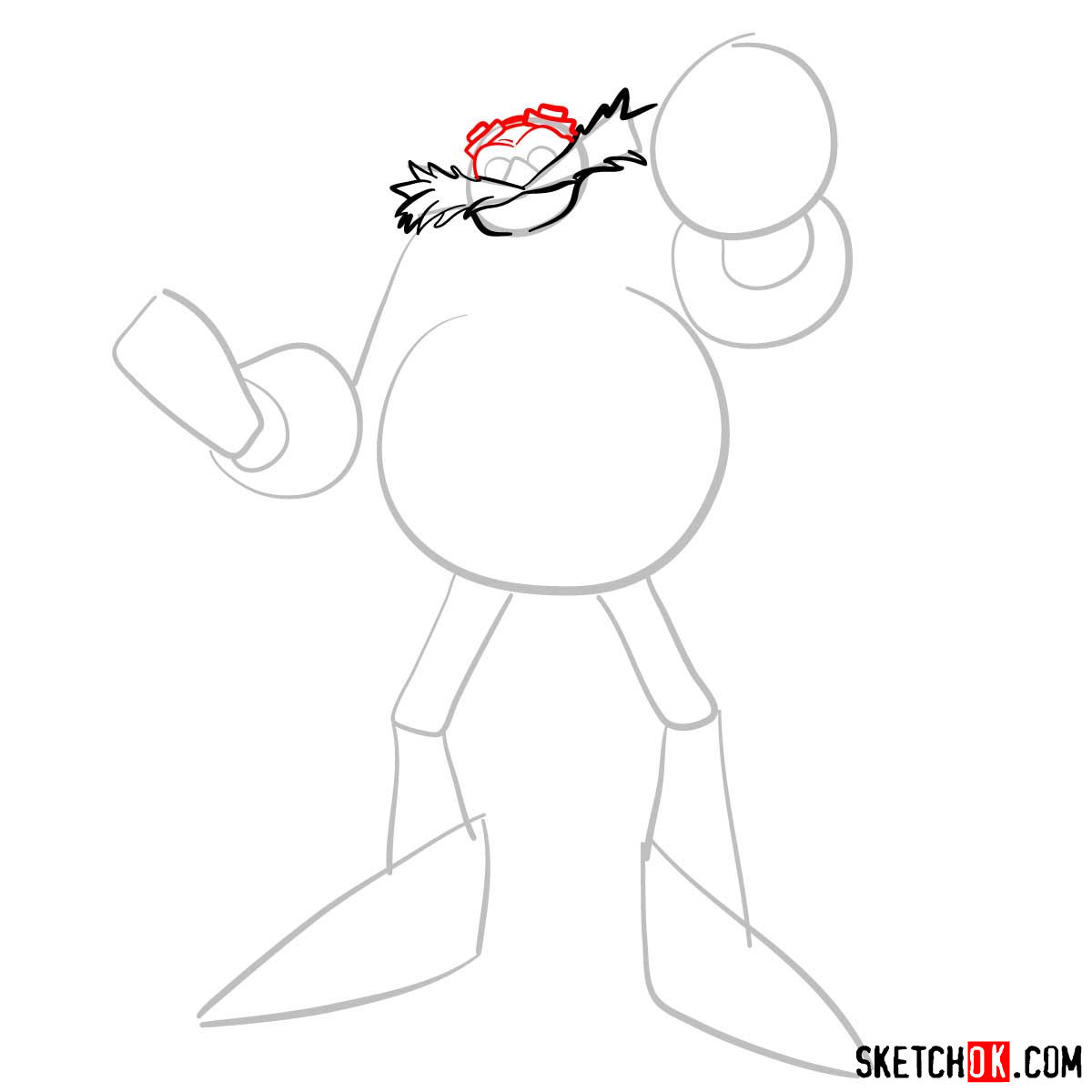 How to draw Dr. Robotnik (Eggman) from Sonic the Hedgehog - step 04