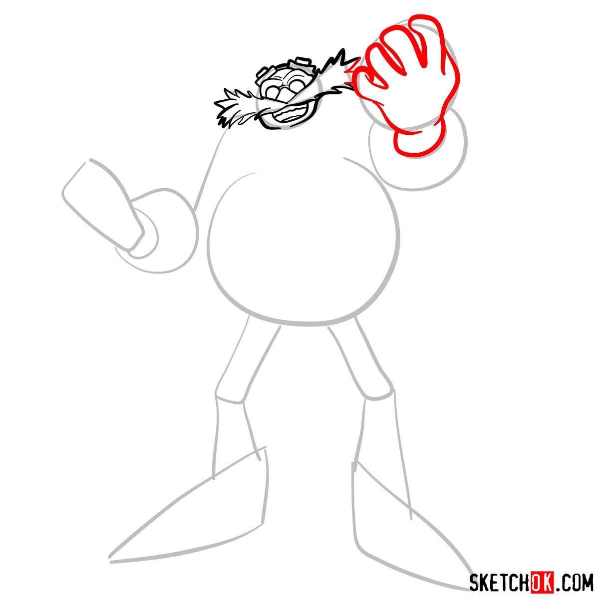 How to draw Dr. Robotnik (Eggman) from Sonic the Hedgehog - step 06