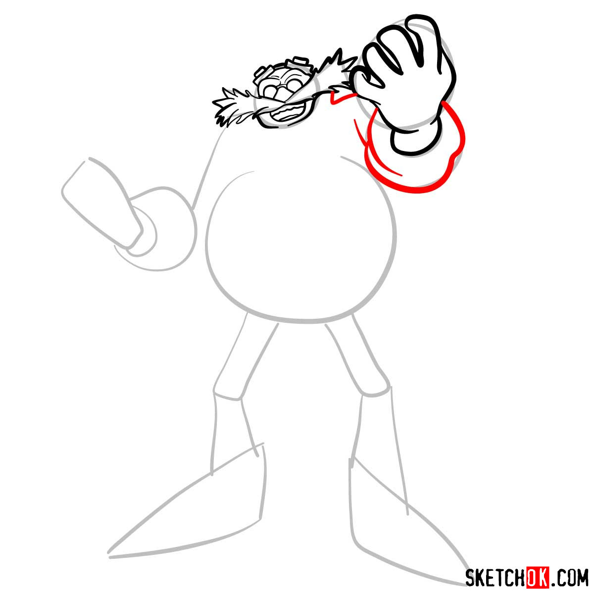 How to draw Dr. Robotnik (Eggman) from Sonic the Hedgehog - step 07
