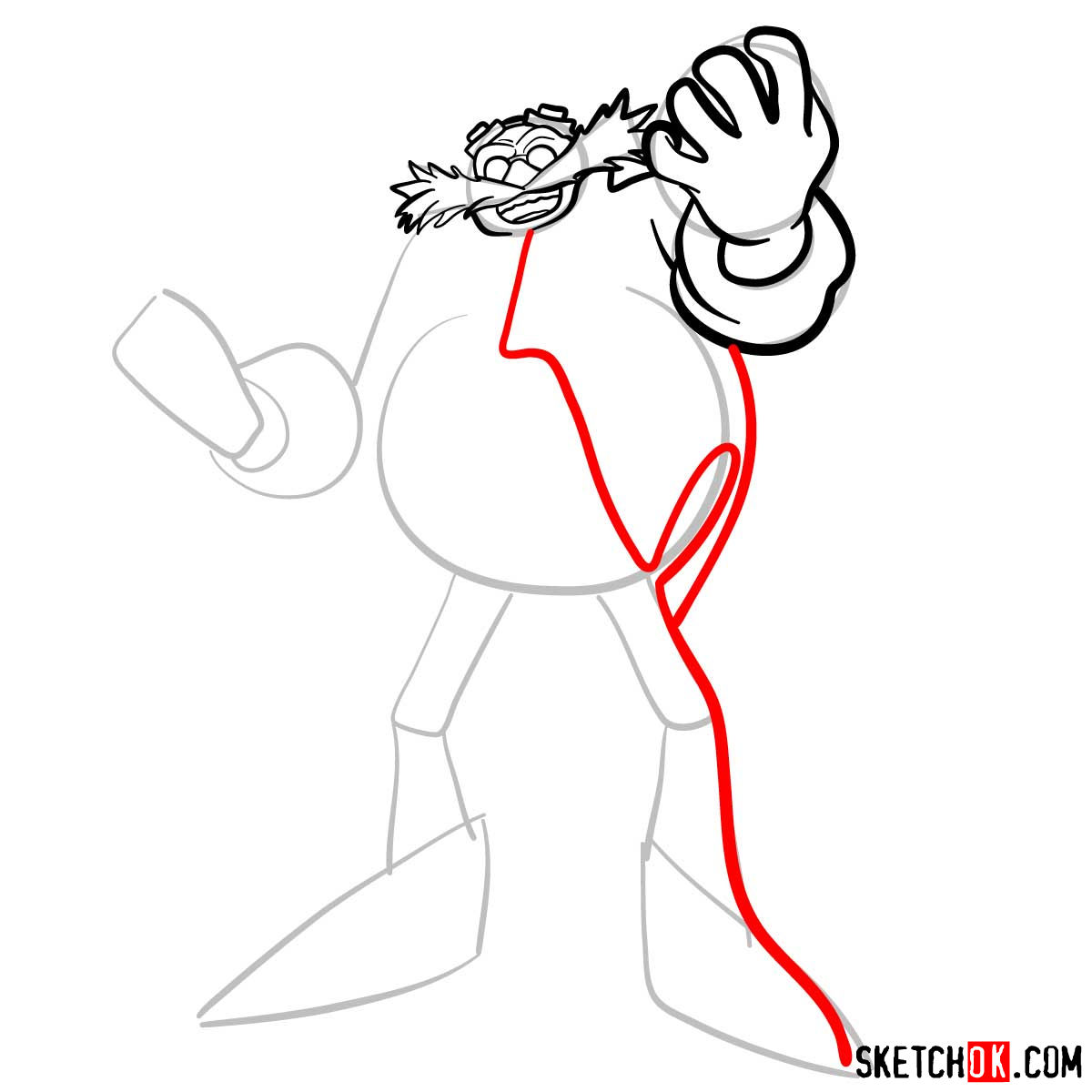 How to draw Dr. Robotnik (Eggman) from Sonic the Hedgehog - step 08