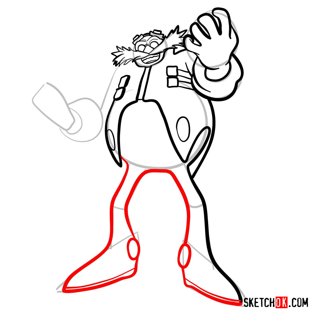 How to draw Dr. Robotnik (Eggman) from Sonic the Hedgehog - step 11
