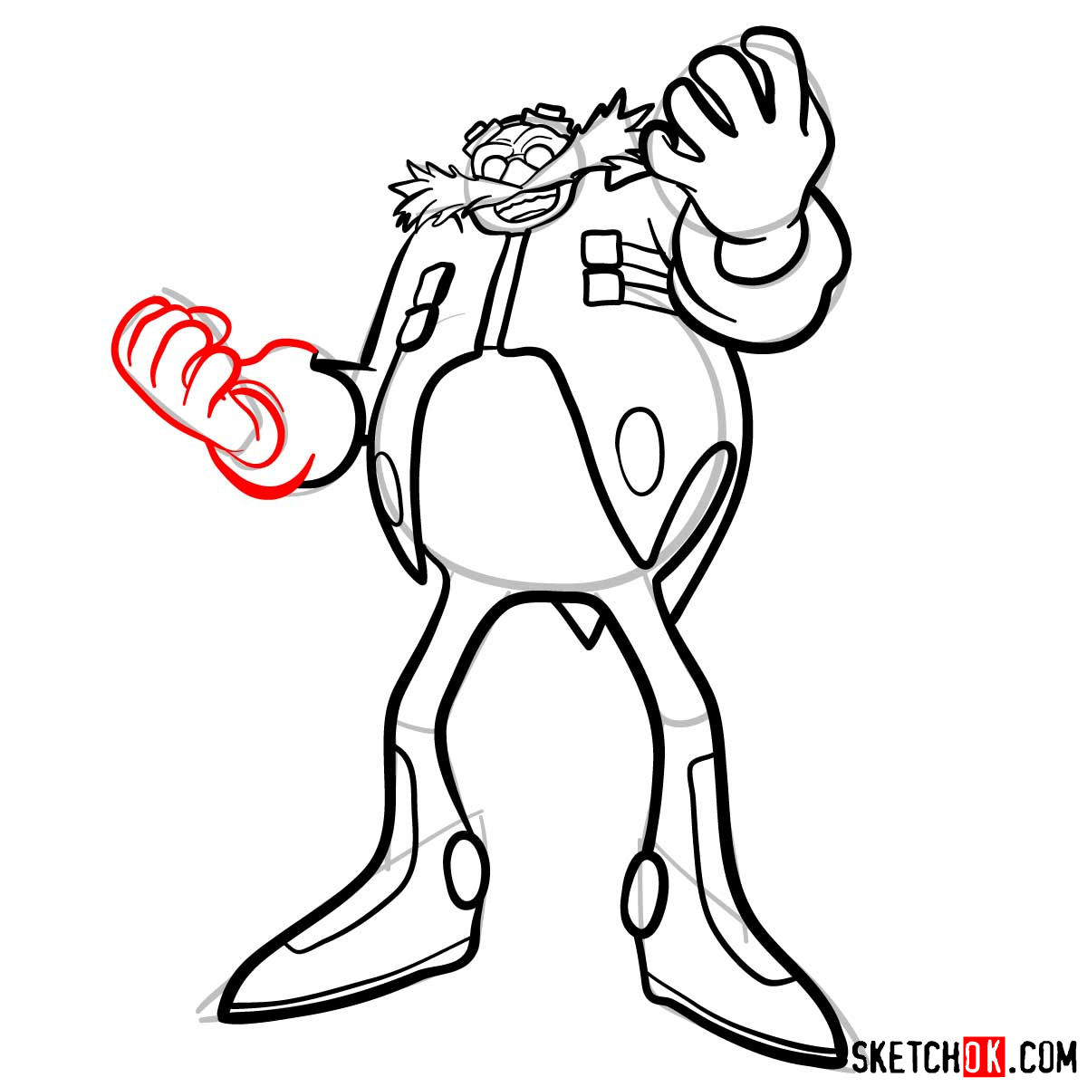 How to draw Dr. Robotnik (Eggman) from Sonic the Hedgehog - step 14