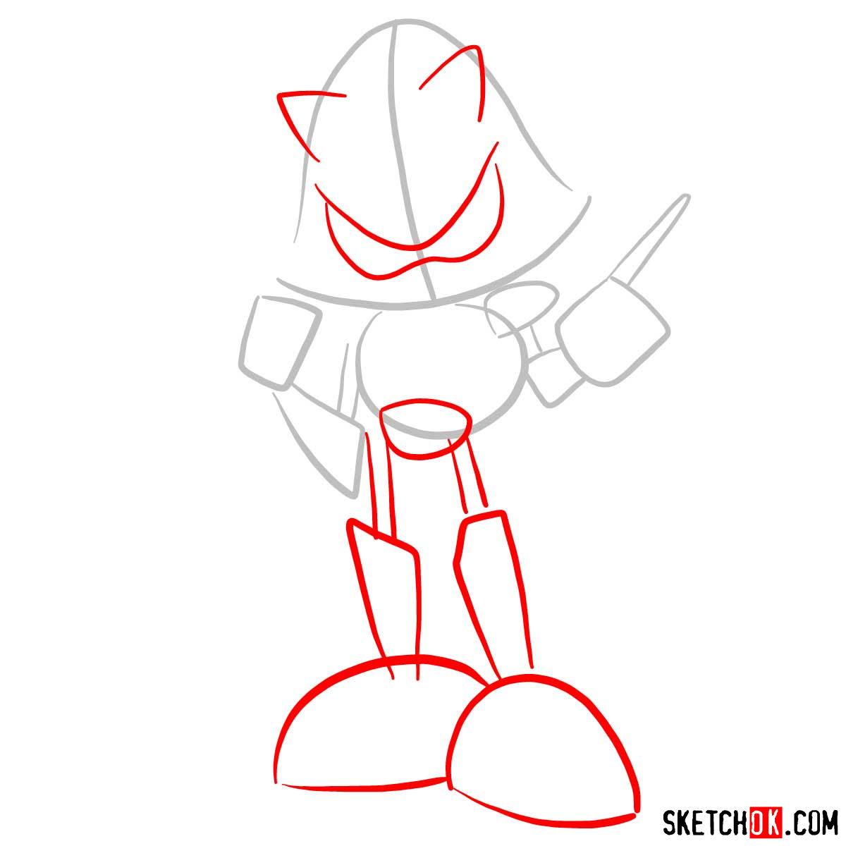 How to draw Metal Sonic | Sonic the Hedgehog - step 02