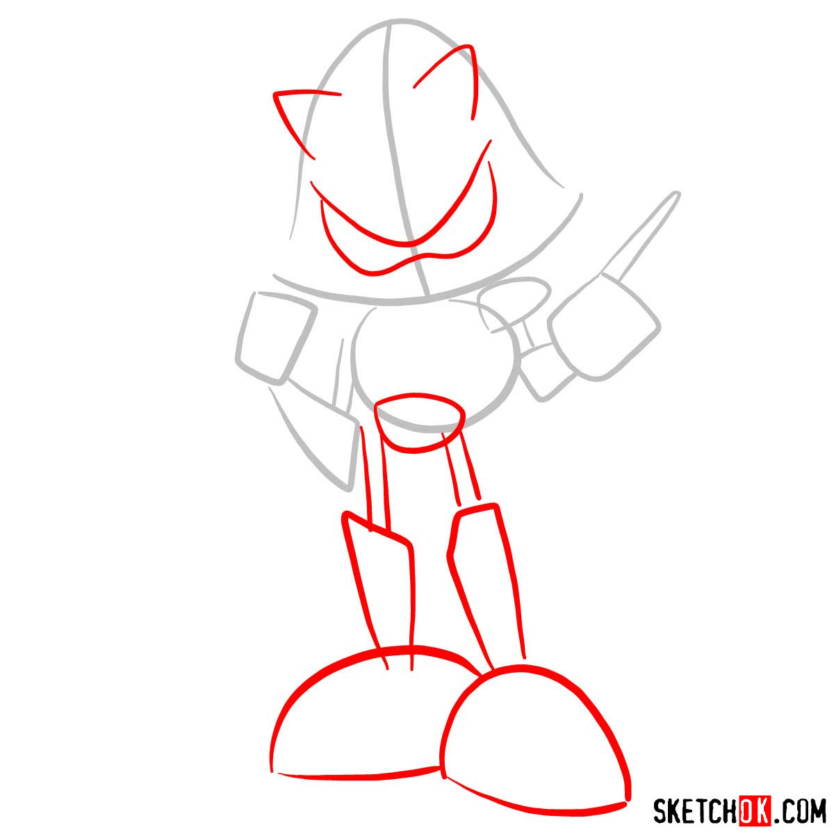 How to draw Neo Metal Sonic - Sketchok easy drawing guides in 2023