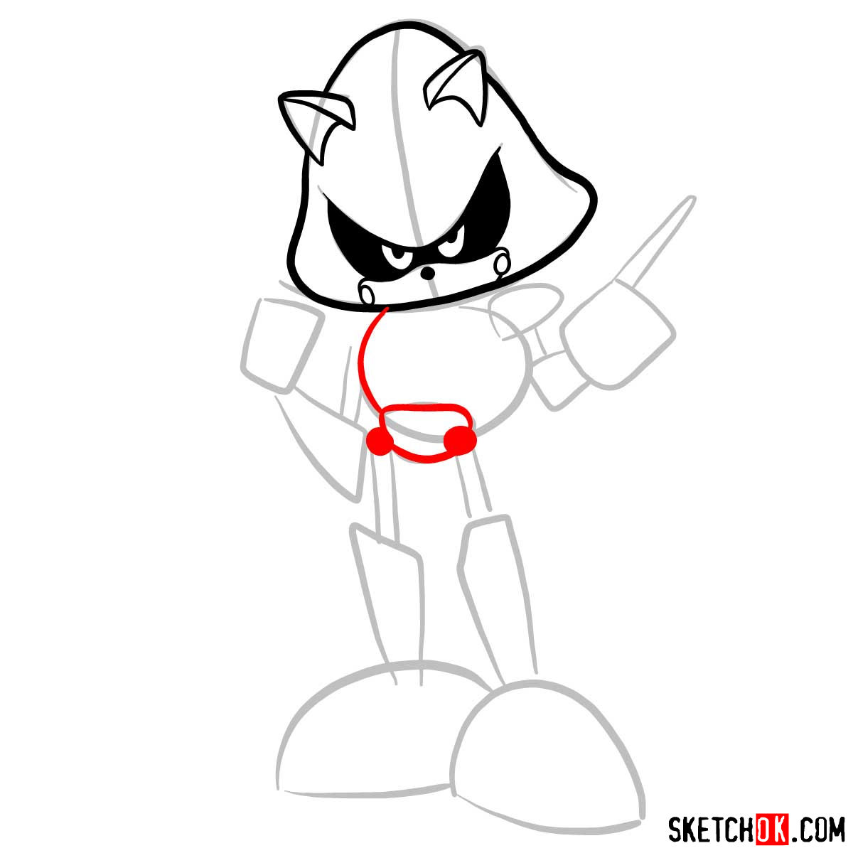 How to draw Metal Sonic | Sonic the Hedgehog - step 06