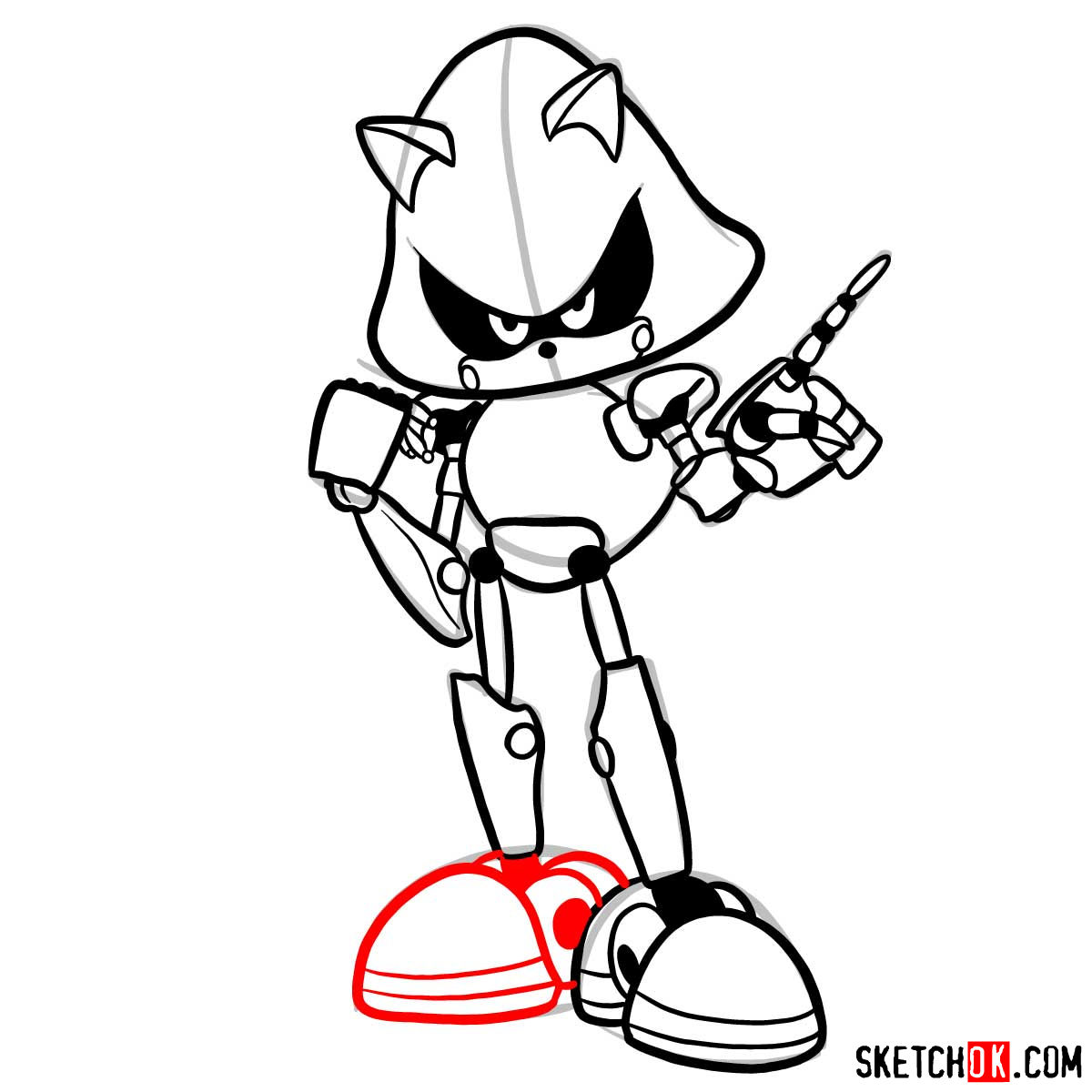 How to draw Metal Sonic | Sonic the Hedgehog - step 12