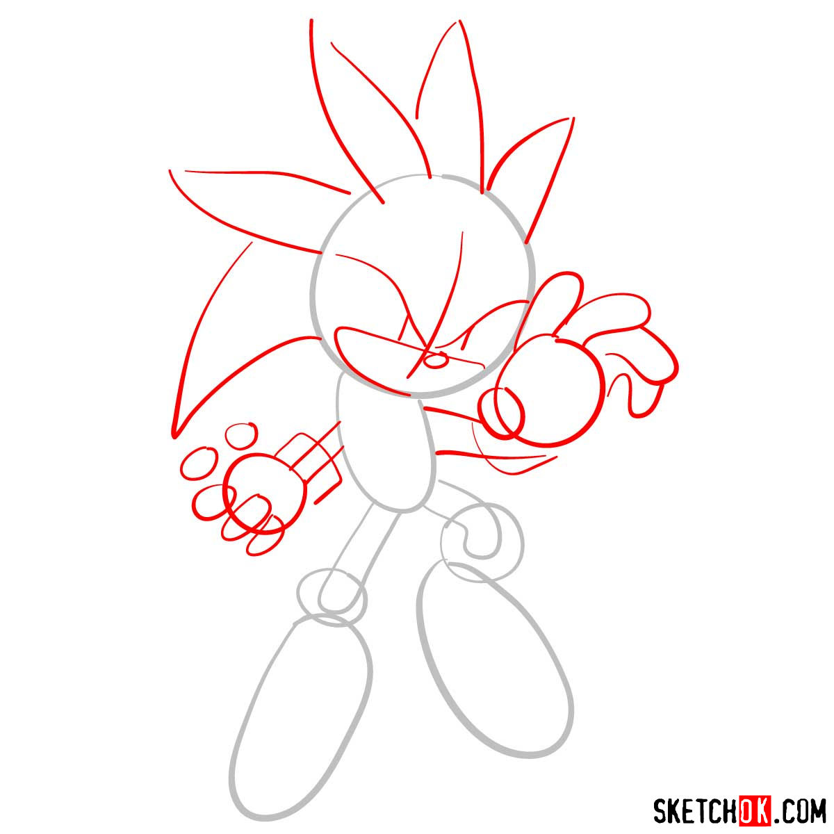 How to draw Silver the Hedgehog | Sonic - step 02