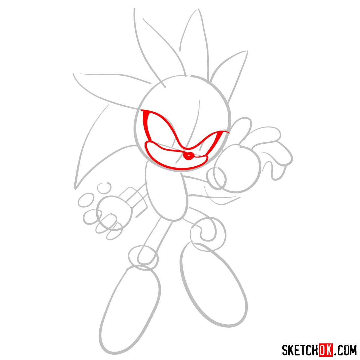 How to draw Silver the Hedgehog | Sonic - step 03