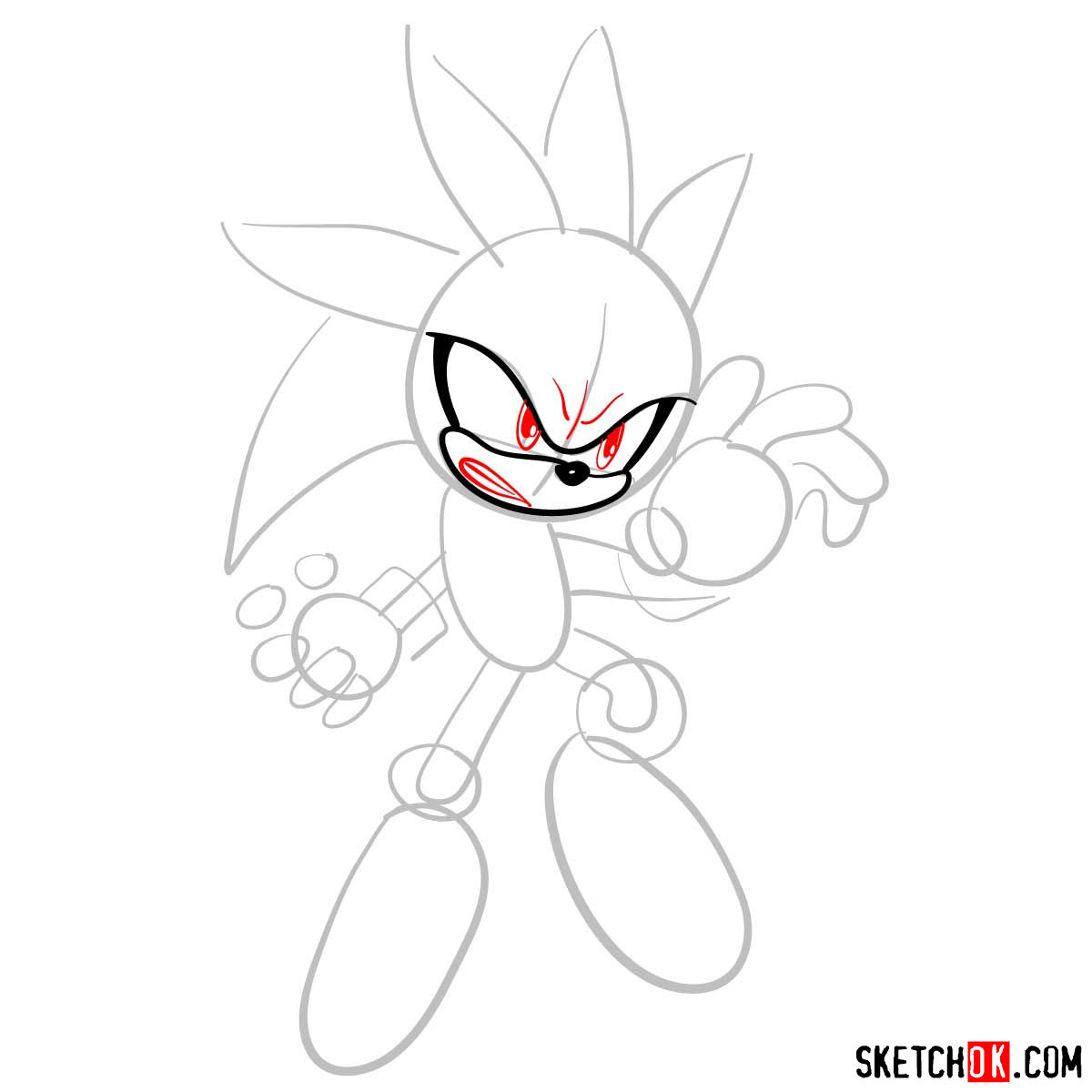 How to draw Silver the Hedgehog | Sonic - step 04