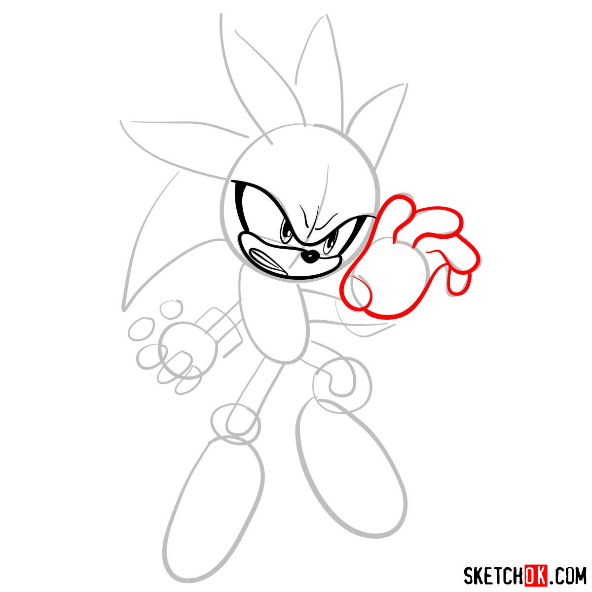 How to draw Silver the Hedgehog | Sonic - step 05