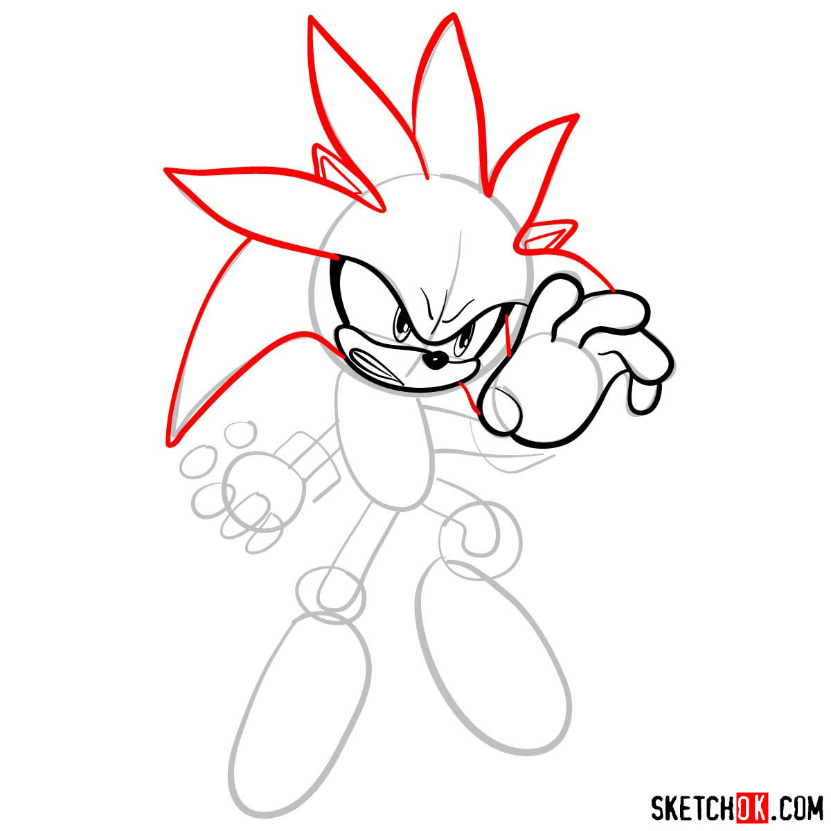 How to draw Silver the Hedgehog | Sonic - step 06
