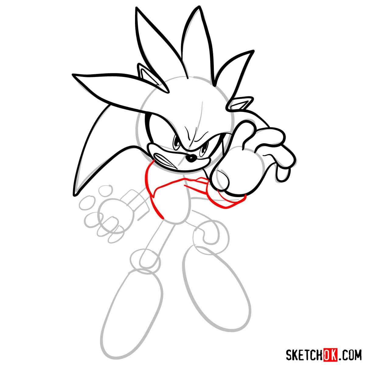 How to draw Silver the Hedgehog | Sonic - step 07