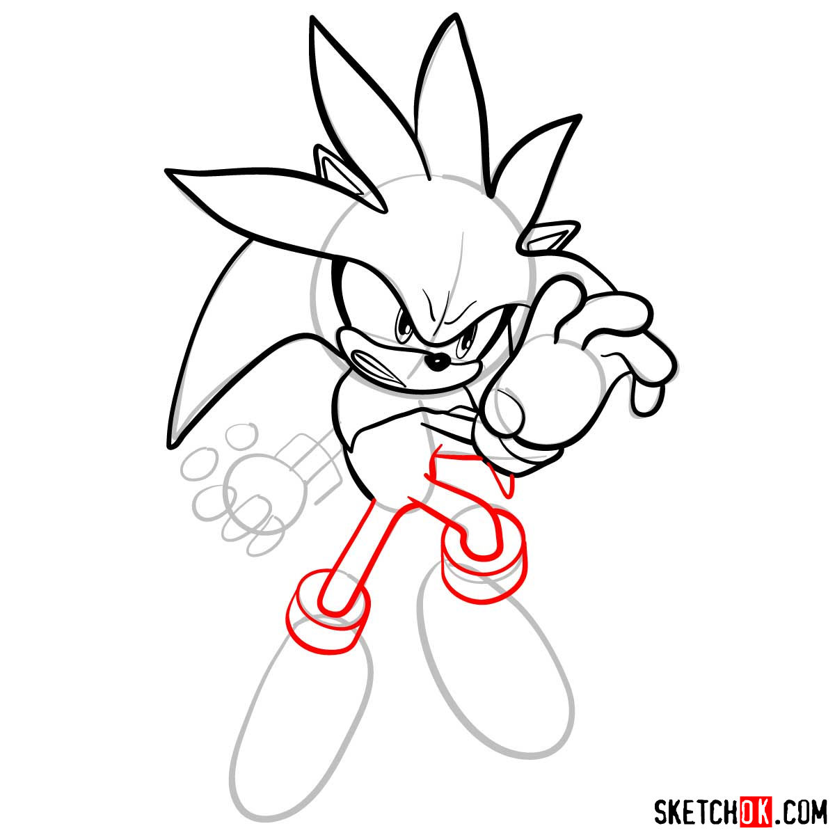 How to draw Silver the Hedgehog | Sonic - step 08