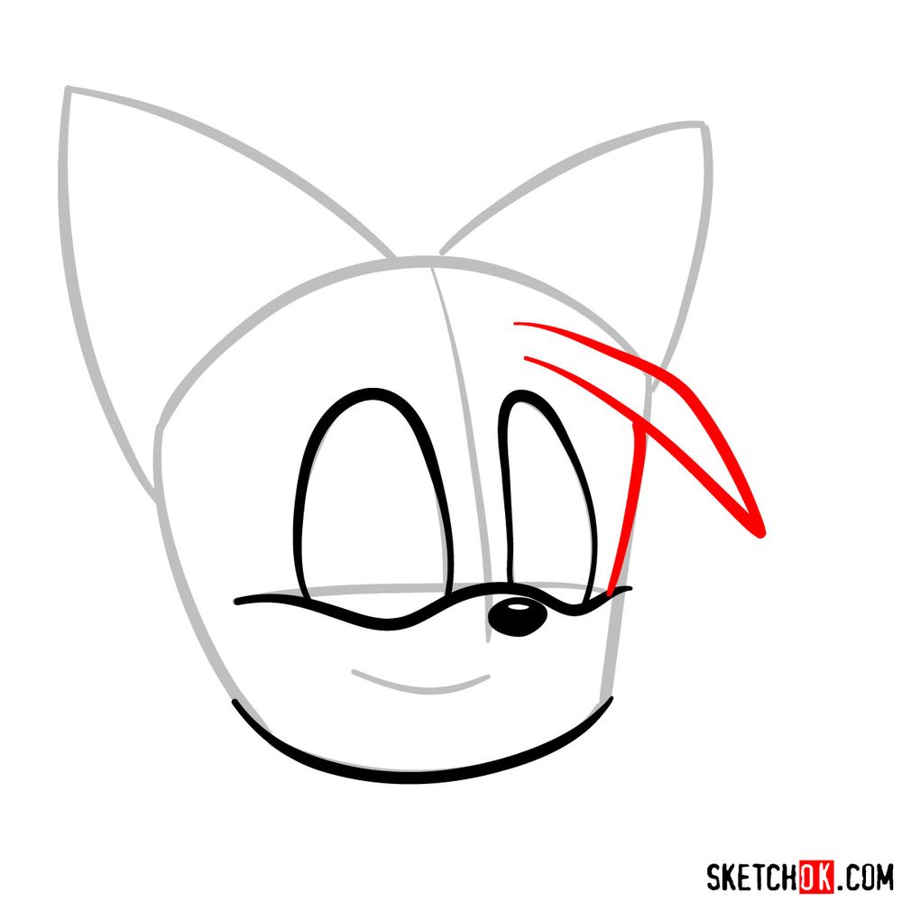 How to draw the face of Tails - step 05