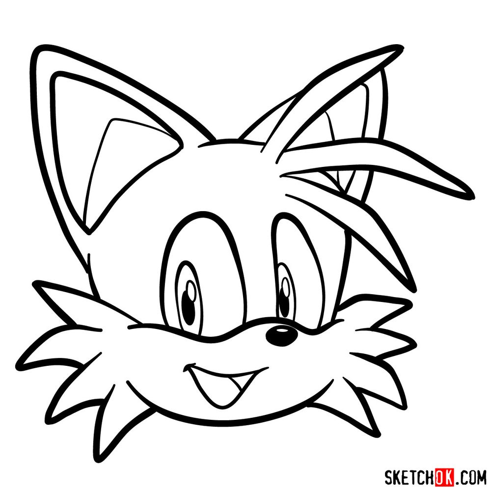 How to draw the face of Tails - step 12