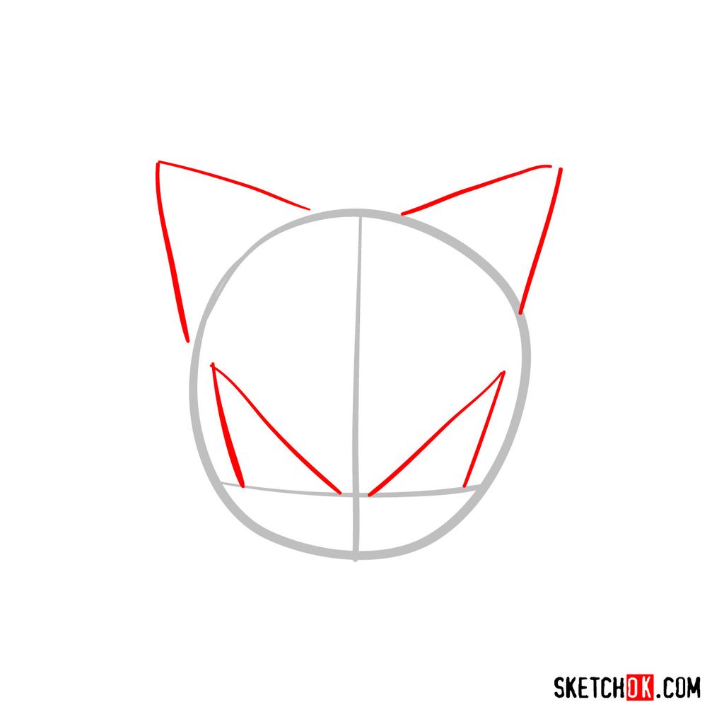 How to draw Shadow the Hedgehog's face - step 02