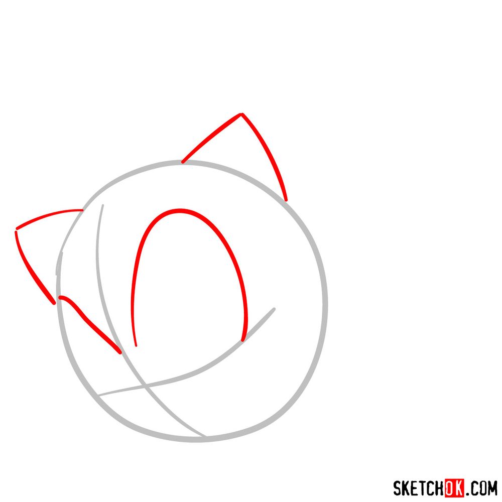 How to draw Sonic the Hedgehog's face - step 02