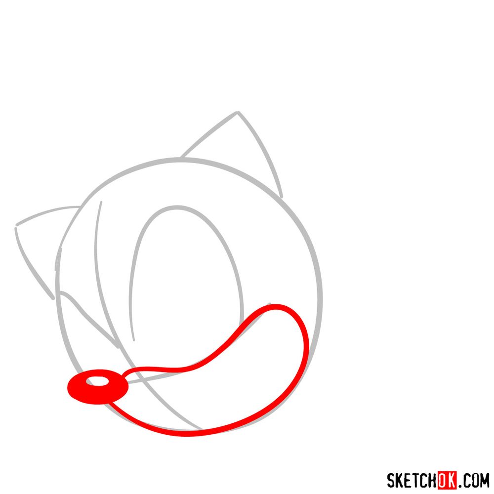 How to draw Sonic the Hedgehog's face - step 03