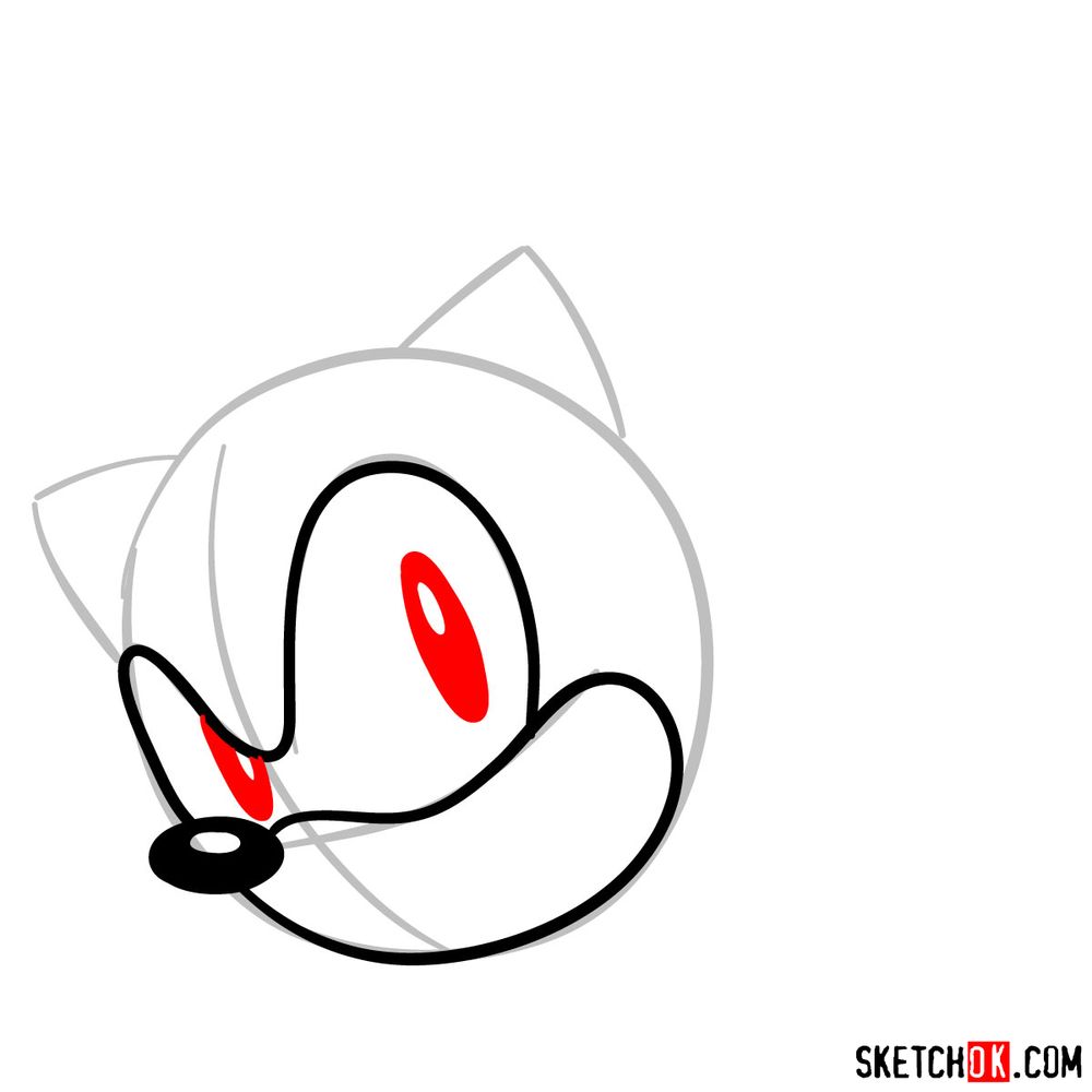 How to draw Sonic the Hedgehog's face - step 05
