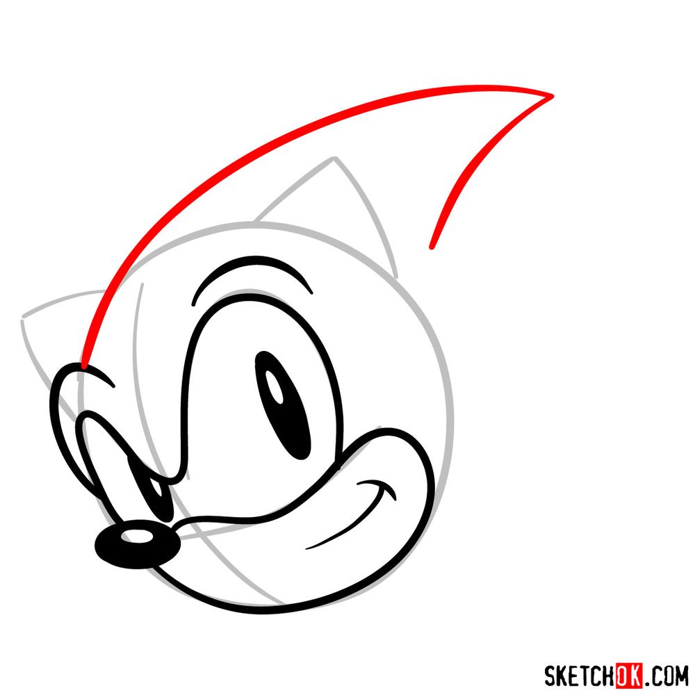 How to draw Sonic the Hedgehog's face - step 07
