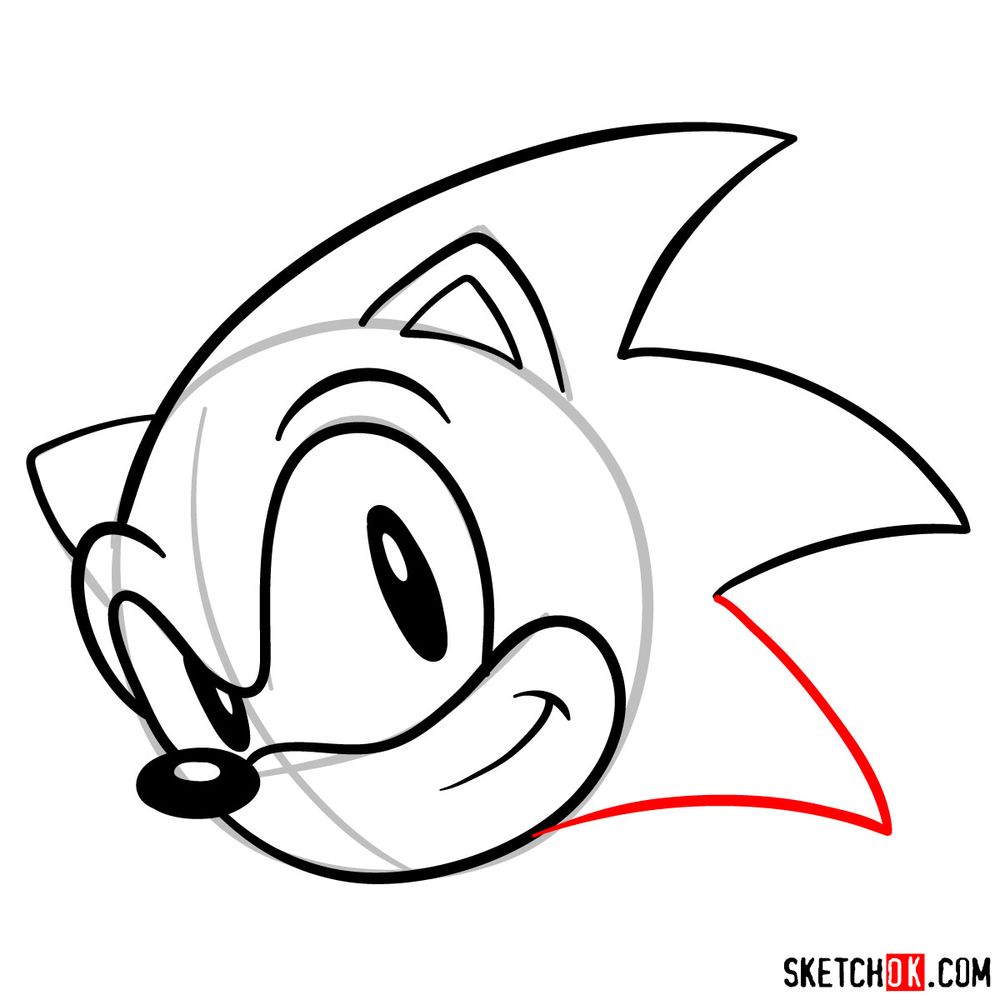 How to draw Sonic the Hedgehog's face - step 10