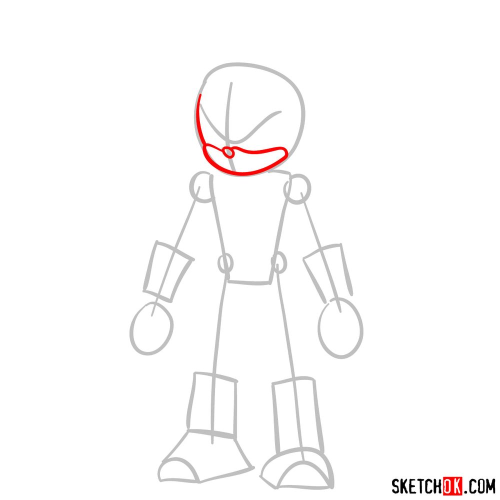 How to draw Shadow the Hedgehog in static pose - step 03